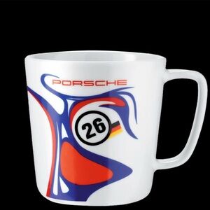 Porsche Design White Mug with Red and Blue Accents